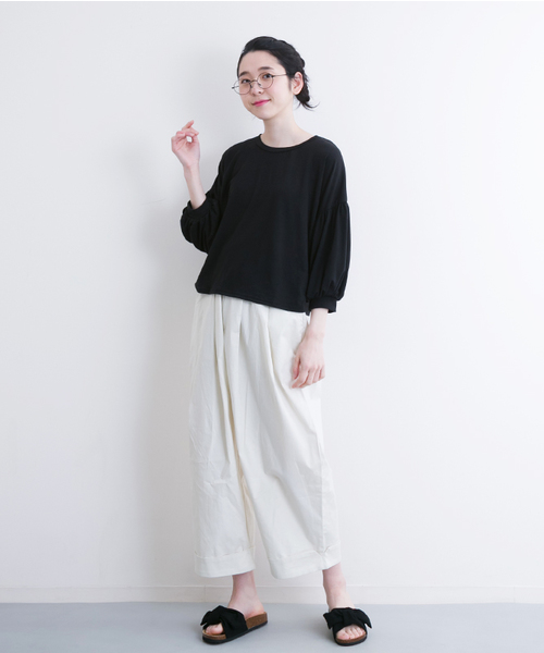 MERLOT（メルロー）の「パフ袖トップス　4660（Tシャツ/カットソー・レディース・イエロー/ピンク/ブラック/オフホワイト・FREE）」の20枚目の写真