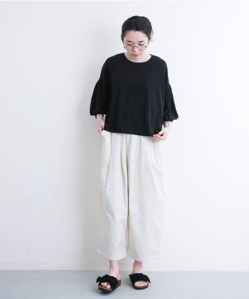 MERLOT（メルロー）の「パフ袖トップス　4660（Tシャツ/カットソー・レディース・イエロー/ピンク/ブラック/オフホワイト・FREE）」の21枚目の写真