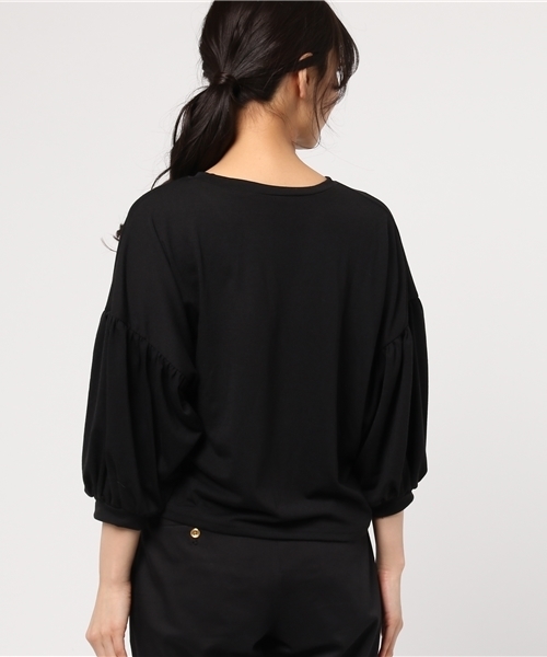 MERLOT（メルロー）の「パフ袖トップス　4660（Tシャツ/カットソー・レディース・イエロー/ピンク/ブラック/オフホワイト・FREE）」の7枚目の写真