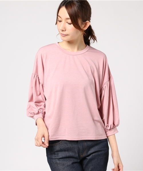MERLOT（メルロー）の「パフ袖トップス　4660（Tシャツ/カットソー・レディース・イエロー/ピンク/ブラック/オフホワイト・FREE）」の12枚目の写真