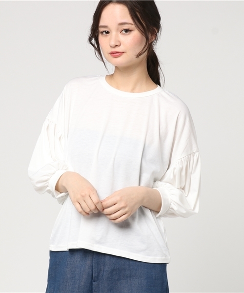 MERLOT（メルロー）の「パフ袖トップス　4660（Tシャツ/カットソー・レディース・イエロー/ピンク/ブラック/オフホワイト・FREE）」の13枚目の写真