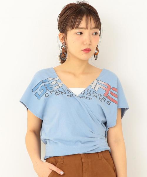 Another Edition（アナザーエディション）の「ロゴプリントカシュクール ◆（Tシャツ/カットソー・レディース・ネイビー/ライトブルー/オレンジ・フリー）」の2枚目の写真