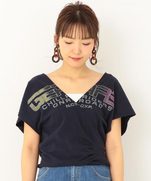 Another Edition（アナザーエディション）の「ロゴプリントカシュクール ◆（Tシャツ/カットソー・レディース・ネイビー/ライトブルー/オレンジ・フリー）」の6枚目の写真