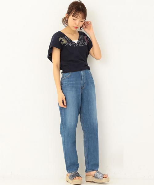 Another Edition（アナザーエディション）の「ロゴプリントカシュクール ◆（Tシャツ/カットソー・レディース・ネイビー/ライトブルー/オレンジ・フリー）」の13枚目の写真