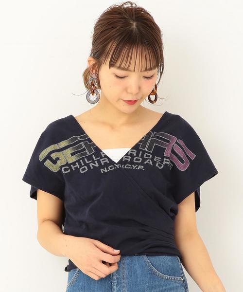 Another Edition（アナザーエディション）の「ロゴプリントカシュクール ◆（Tシャツ/カットソー・レディース・ネイビー/ライトブルー/オレンジ・フリー）」の14枚目の写真