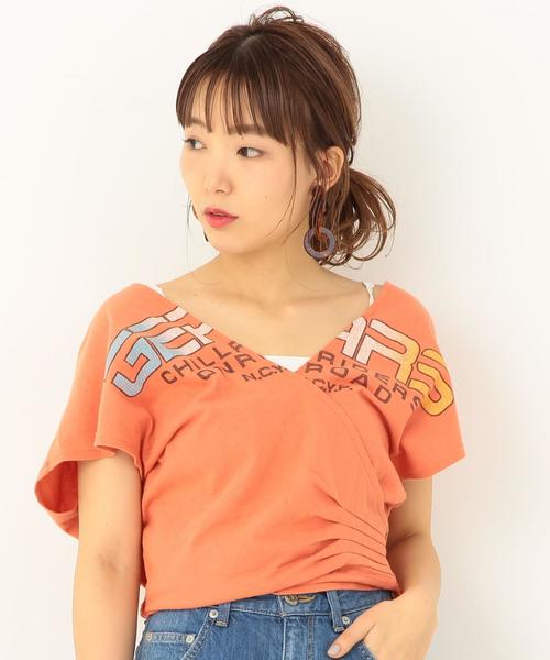 Another Edition（アナザーエディション）の「ロゴプリントカシュクール ◆（Tシャツ/カットソー・レディース・ネイビー/ライトブルー/オレンジ・フリー）」の15枚目の写真
