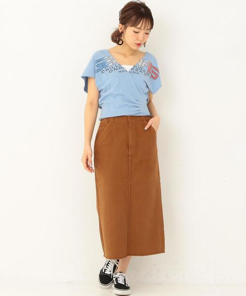 Another Edition（アナザーエディション）の「ロゴプリントカシュクール ◆（Tシャツ/カットソー・レディース・ネイビー/ライトブルー/オレンジ・フリー）」の8枚目の写真