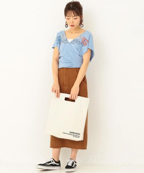 Another Edition（アナザーエディション）の「ロゴプリントカシュクール ◆（Tシャツ/カットソー・レディース・ネイビー/ライトブルー/オレンジ・フリー）」の10枚目の写真