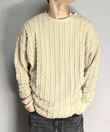 BEATJIVE | ワイドシルエットロング丈ケーブルニットセーター(ニット/セーター)