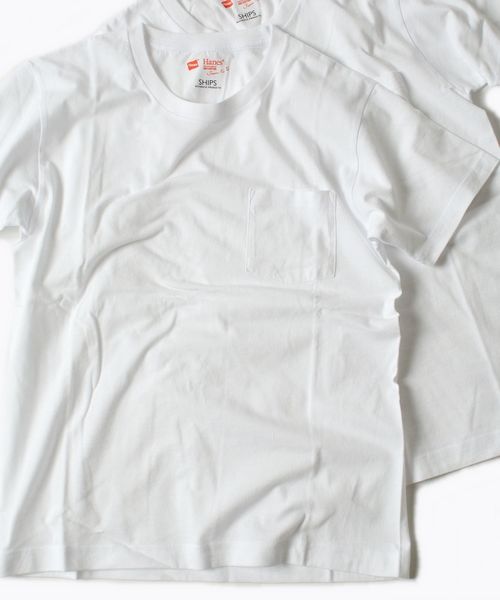 HANES（ヘインズ）の「Hanes×SHIPS: 2枚組/ポケット Tシャツ Japan Fit□（Tシャツ/カットソー・メンズ・ホワイト・LARGE/SMALL/X-LARGE/MEDIUM）」の2枚目の写真