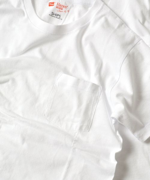 HANES（ヘインズ）の「Hanes×SHIPS: 2枚組/ポケット Tシャツ Japan Fit□（Tシャツ/カットソー・メンズ・ホワイト・LARGE/SMALL/X-LARGE/MEDIUM）」の3枚目の写真