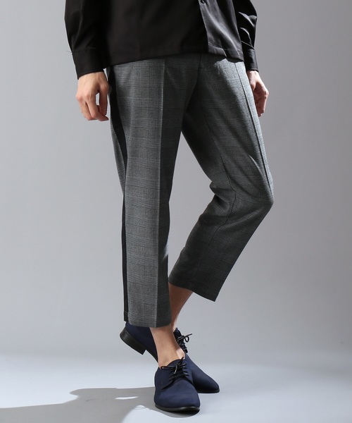 Repido リピード の サイドライン スラックス アンクル丈 ストレッチ グレンチェック トラウザーパンツ スラックス Wear