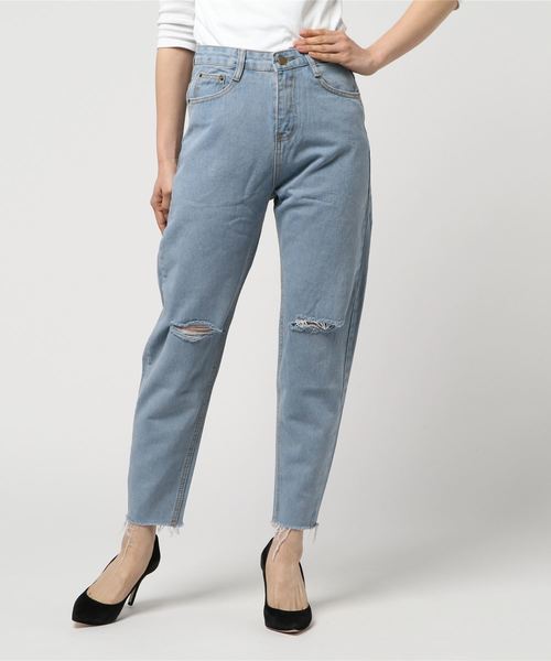 fifth(フィフス)の「カットオフダメージデザインデニム(デニムパンツ・レディース・ブルー/サックスブルー・SMALL/MEDIUM)」の2枚目の写真