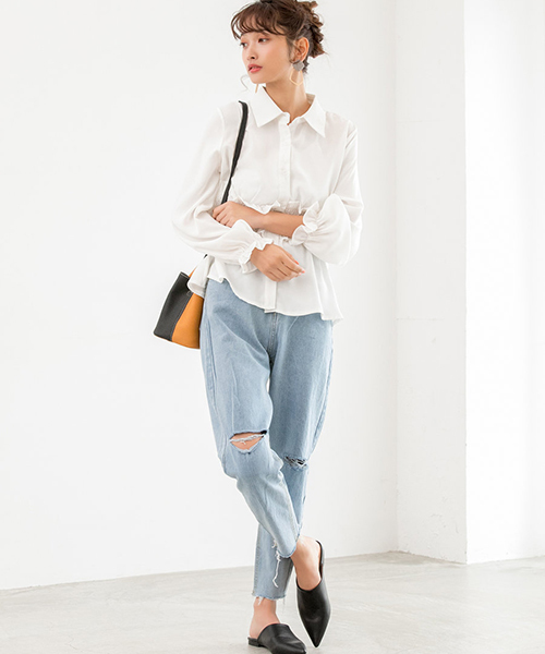 fifth(フィフス)の「カットオフダメージデザインデニム(デニムパンツ・レディース・ブルー/サックスブルー・SMALL/MEDIUM)」の14枚目の写真