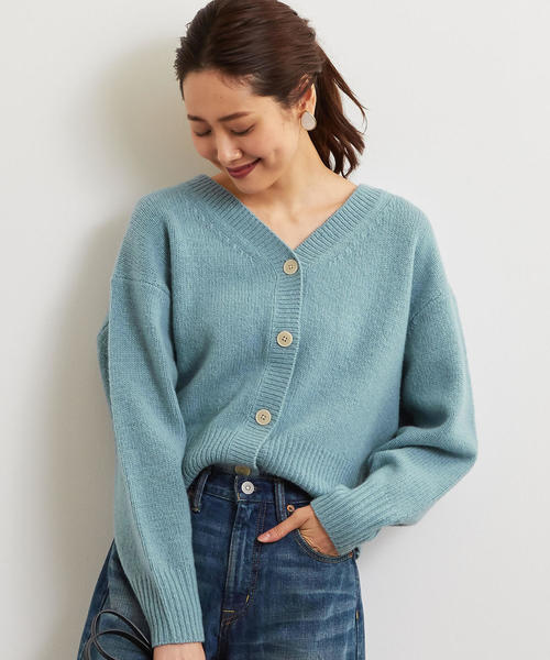 green label relaxing（グリーンレーベルリラクシング）の「FM テンジク ワイド カーディガン ◆（カーディガン/ボレロ・レディース・ライトグレー/ネイビー/ターコイズブルー・FREE）」の3枚目の写真