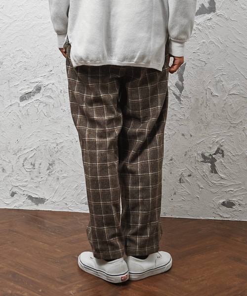 MinoriTY（マイノリティ）の「グレンチェックワイドパンツ/ウールタッチ（その他パンツ・メンズ・ベージュ/グレー・M/L）」の5枚目の写真