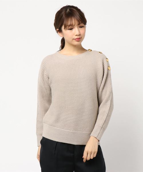 YECCA VECCA（イェッカヴェッカ）の「・釦ドルマンニットプルオーバー（ニット/セーター・レディース・アイボリー/ラベンダー/ライトベージュ/ダークネイビー・FREE）」の3枚目の写真