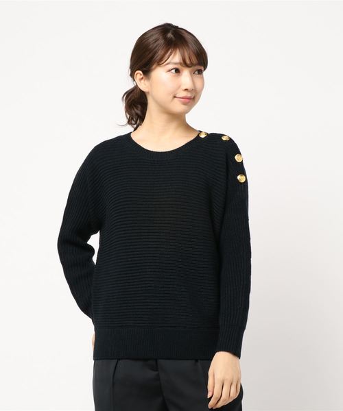 YECCA VECCA（イェッカヴェッカ）の「・釦ドルマンニットプルオーバー（ニット/セーター・レディース・アイボリー/ラベンダー/ライトベージュ/ダークネイビー・FREE）」の4枚目の写真