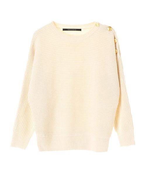 YECCA VECCA（イェッカヴェッカ）の「・釦ドルマンニットプルオーバー（ニット/セーター・レディース・アイボリー/ラベンダー/ライトベージュ/ダークネイビー・FREE）」の7枚目の写真