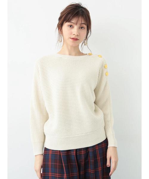 YECCA VECCA（イェッカヴェッカ）の「・釦ドルマンニットプルオーバー（ニット/セーター・レディース・アイボリー/ラベンダー/ライトベージュ/ダークネイビー・FREE）」の6枚目の写真