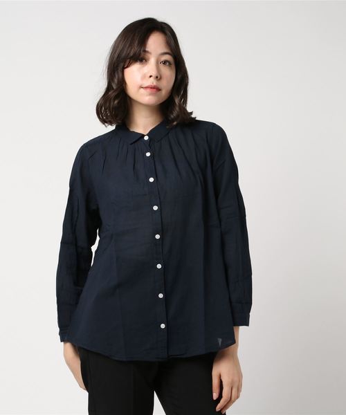 Samansa Mos2（サマンサ モスモス）の「ボイル長袖シャツ（シャツ/ブラウス・レディース・ネイビー/レッド/オフホワイト/グリーン・ﾌﾘ-）」の3枚目の写真