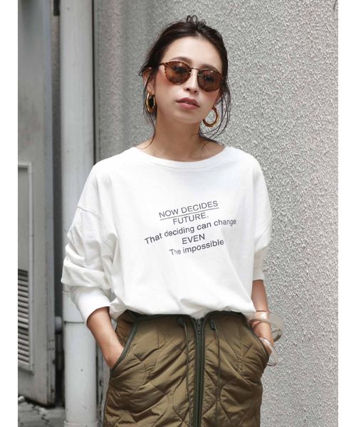 Ungrid(アングリッド)の「ロゴビッグロンTee(Tシャツ/カットソー)」|オフホワイト