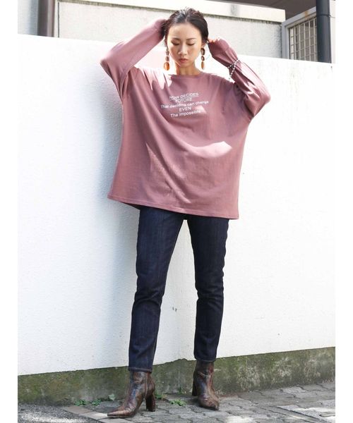 Ungrid（アングリッド）の「ロゴビッグロンTee（Tシャツ/カットソー・レディース・ブラック/パープル/オフホワイト・FREE）」の7枚目の写真