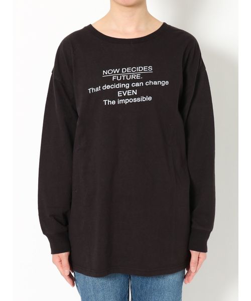Ungrid（アングリッド）の「ロゴビッグロンTee（Tシャツ/カットソー・レディース・ブラック/パープル/オフホワイト・FREE）」の8枚目の写真