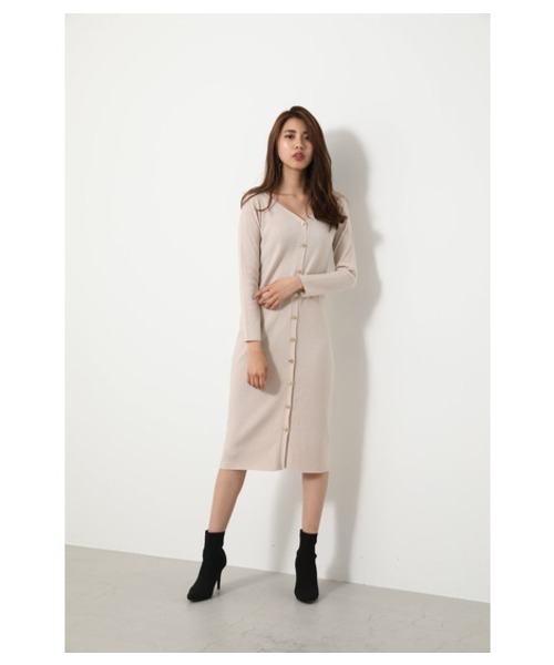 フロントボタンニット3wayワンピカーデ ワンピース Rienda リエンダ のファッション ワンピース セール