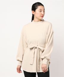 ワッフル起毛ロングサーマルカットソーチュニック
