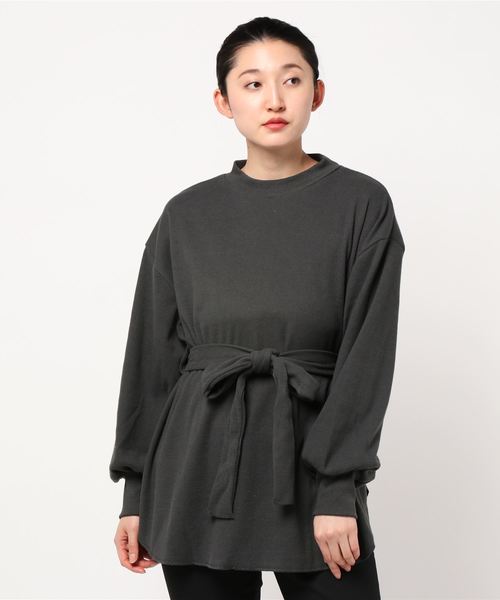 STYLEBLOCK（スタイルブロック）の「ワッフル起毛ロングサーマルカットソーチュニック（Tシャツ/カットソー・レディース・ホワイト/チャコールグレー/モカ/ライトベージュ/グレイッシュベージュ・M）」の3枚目の写真