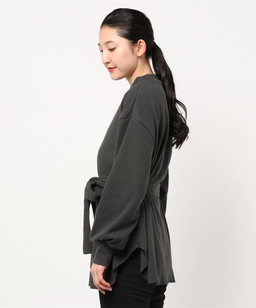 STYLEBLOCK（スタイルブロック）の「ワッフル起毛ロングサーマルカットソーチュニック（Tシャツ/カットソー・レディース・ホワイト/チャコールグレー/モカ/ライトベージュ/グレイッシュベージュ・M）」の6枚目の写真