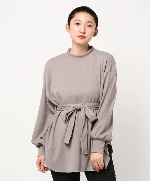 STYLEBLOCK（スタイルブロック）の「ワッフル起毛ロングサーマルカットソーチュニック（Tシャツ/カットソー・レディース・ホワイト/チャコールグレー/モカ/ライトベージュ/グレイッシュベージュ・M）」の8枚目の写真