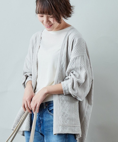 cepo（セポ）の「カットジャガードカーディガン（カーディガン/ボレロ・レディース・ブラック/オフホワイト/ベージュ・M）」の20枚目の写真