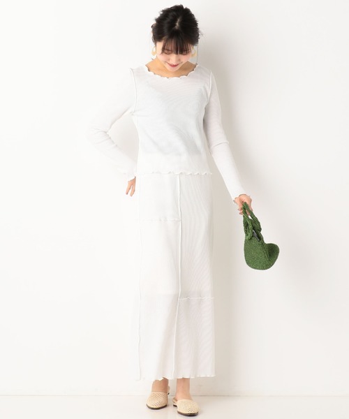 archives（アルシーヴ）の「【setupにも】アウトメローワッフルロンTEE（Tシャツ/カットソー・レディース・オフホワイト/ブラウン/グリーン・MEDIUM）」の8枚目の写真