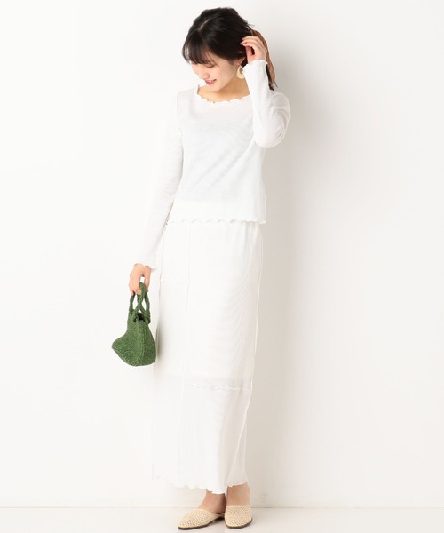 archives（アルシーヴ）の「【setupにも】アウトメローワッフルロンTEE（Tシャツ/カットソー・レディース・オフホワイト/ブラウン/グリーン・MEDIUM）」の10枚目の写真