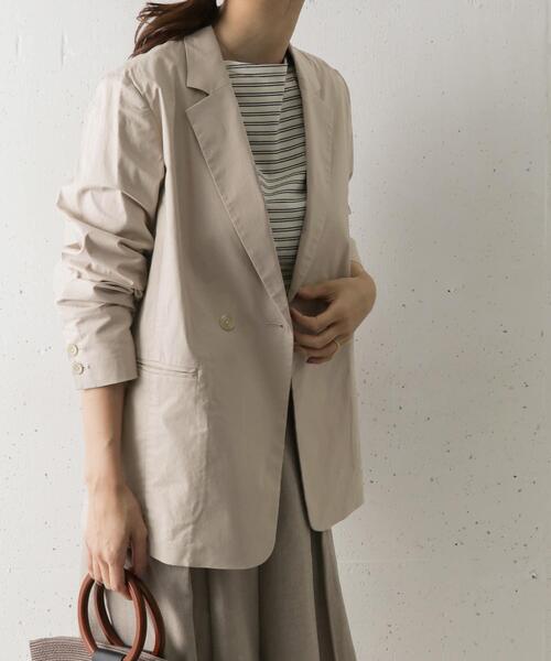 URBAN RESEARCH DOORS（アーバンリサーチドアーズ）の「コットンリネンストレッチWジャケット（その他アウター・レディース・ライトベージュ/チャコールグレー・ONE）」の2枚目の写真