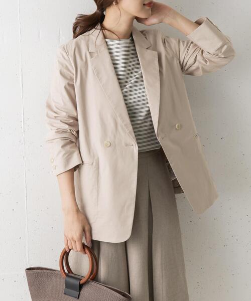 URBAN RESEARCH DOORS（アーバンリサーチドアーズ）の「コットンリネンストレッチWジャケット（その他アウター・レディース・ライトベージュ/チャコールグレー・ONE）」の5枚目の写真