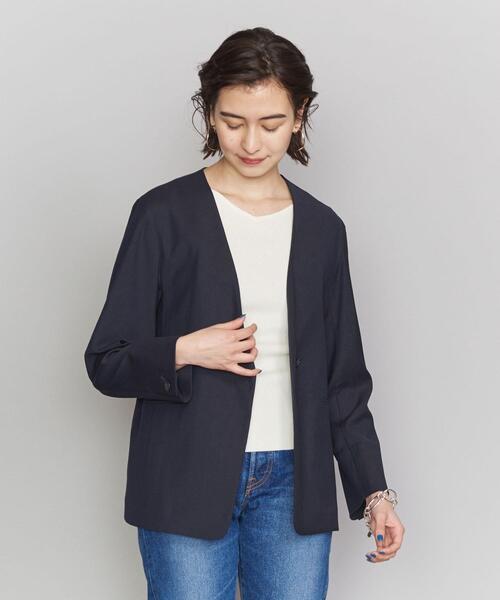 ビューティーアンドユース　ツイルカラーレスジャケット　ネイビー　ゆったり　美品 BEAUTY&YOUTH UNITED ARROWS（ビューティーアンドユース