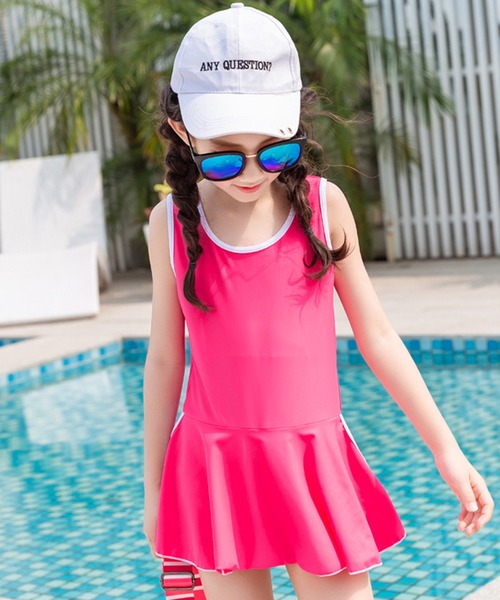 セール】キッズスクール水着 バイカラーラインオールインワン セール】キッズスクール水着 バイカラーラインオールインワン