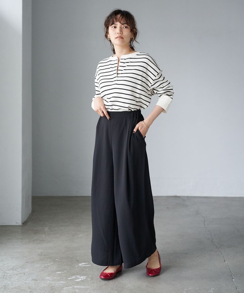 AMERICAN HOLIC(アメリカンホリック)の「センタータックリラックスワイドパンツ1 *(その他パンツ・レディース・ドット/ブラック/その他14・M/L)」の6枚目の写真