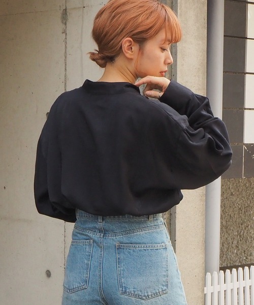 tiptop(ティップトップ)の「チャイナロングスリーブBIGシャツ(シャツ/ブラウス・レディース・オフホワイト/ブラック/ベージュ・FREE)」の10枚目の写真