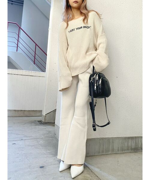 GYDA（ジェイダ）の「【WEB限定】H/Wリブニットワイドパンツ（その他パンツ・レディース・ブラック/ベージュ/アイボリー・FREE）」の14枚目の写真