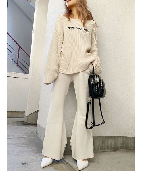 GYDA（ジェイダ）の「【WEB限定】H/Wリブニットワイドパンツ（その他パンツ・レディース・ブラック/ベージュ/アイボリー・FREE）」の7枚目の写真