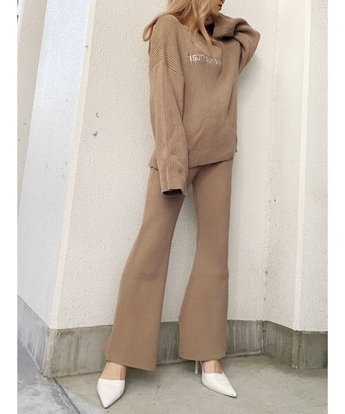 GYDA（ジェイダ）の「【WEB限定】H/Wリブニットワイドパンツ（その他パンツ・レディース・ブラック/ベージュ/アイボリー・FREE）」の11枚目の写真