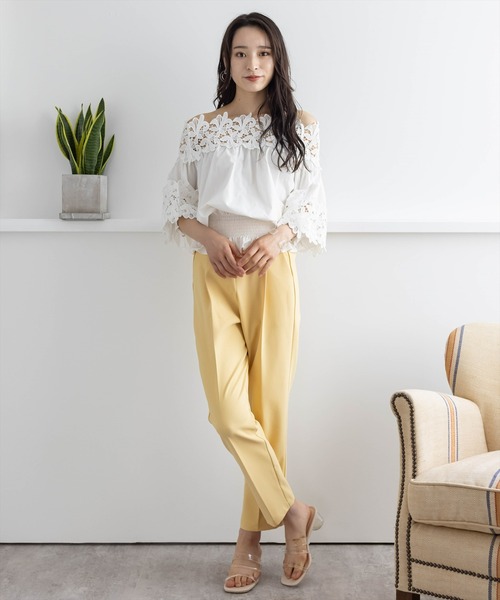 【WEB限定】ストレッチセンタープレステーパードパンツ/スラックス