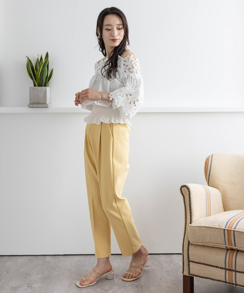 【WEB限定】ストレッチセンタープレステーパードパンツ/スラックス