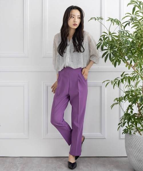 【WEB限定】ストレッチセンタープレステーパードパンツ/スラックス