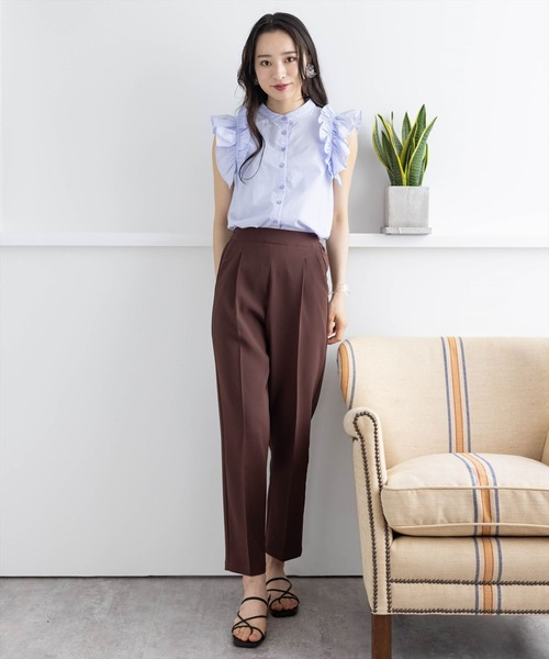 【WEB限定】ストレッチセンタープレステーパードパンツ/スラックス