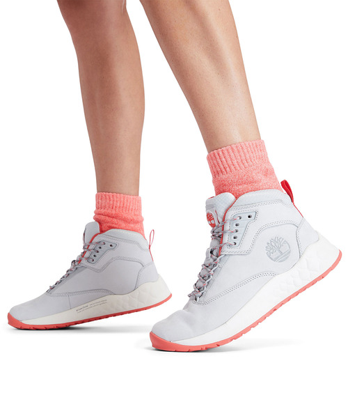 レディース シューズ ソーラー ウェーブ レザー ミッド ハイキング ライトグレー スニーカー ブーツ レザー ブーツ Timberland ティンバーランド